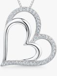 Jools by Jenny Brown Cubic Zirconia Double Heart Pendant Necklace, Silver