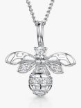 Jools by Jenny Brown Cubic Zirconia Small Bee Pendant Necklace, Silver