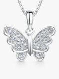 Jools by Jenny Brown Cubic Zirconia Butterfly In Flight Pendant Necklace, Silver