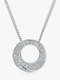 Jools by Jenny Brown Swirl Open Circle Cubic Zirconia Pave Pendant Necklace, Silver