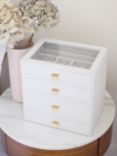 Stackers Glass Lid 4 Drawer Jewellery Box, White White