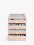 Stackers Glass Lid 4 Drawer Jewellery Box, Pink Nude