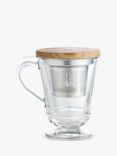 La Rochère Abeille Bee Glass Tea Infuser Mug with Bamboo Lid, 275ml, Clear/ Natural