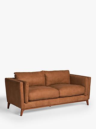 Trim Range, John Lewis Trim Large 3 Seater Leather Sofa, Dark Leg, Demetra Tan