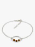 Be-Jewelled Sterling Silver Baltic Amber Friendship Bracelet, Cognac