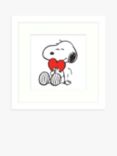 John Lewis Peanuts 'Snoopy Heart' Framed Print & Mount, 32 x 32cm, White/Red