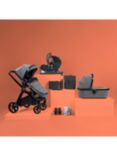 BabaBing! Raffi Complete Pushchair and Carrycot, Hera Car Seat and Base with Accessories Premium 11 Piece Bundle, Grey