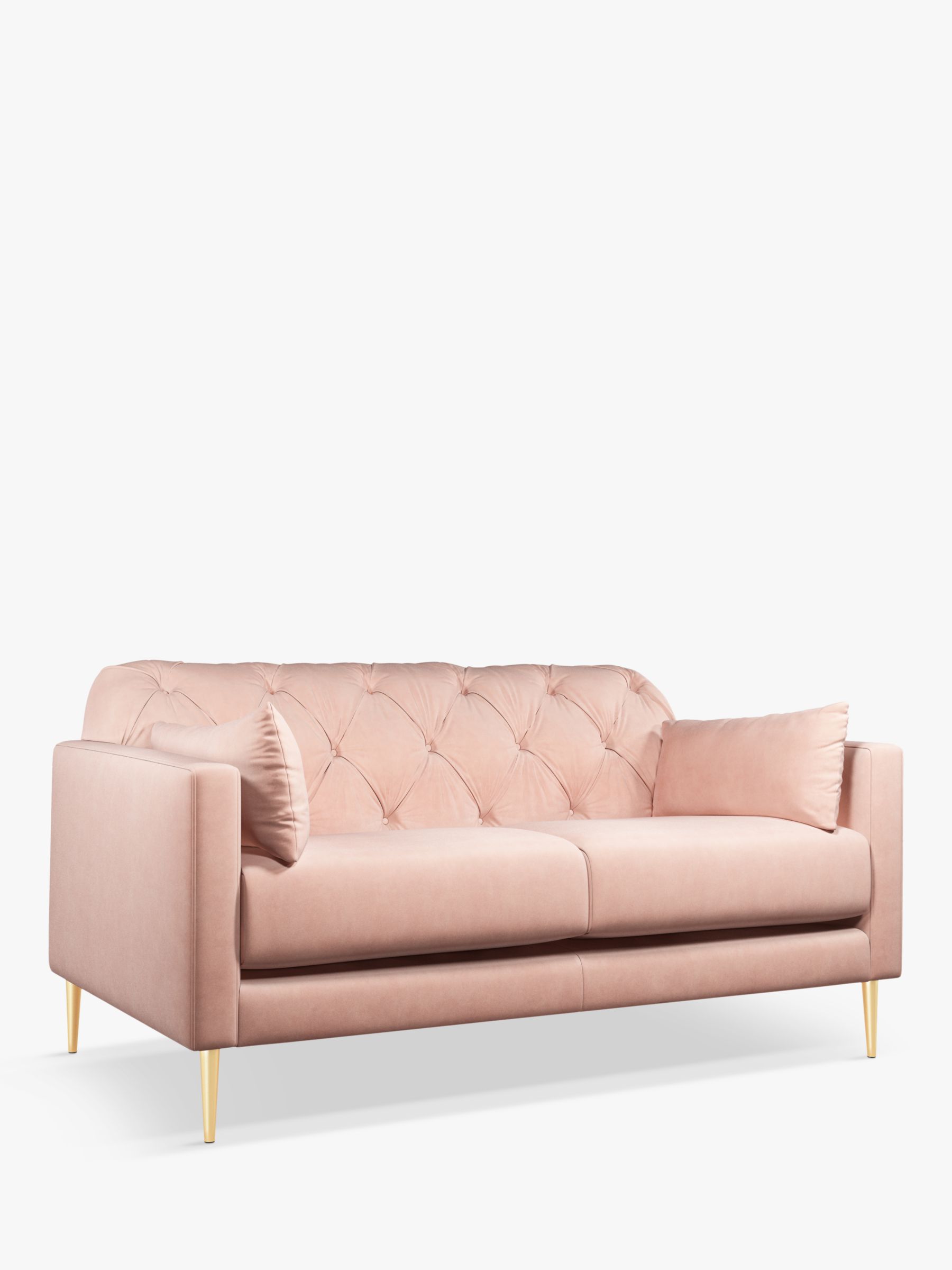 Mendel Range, Swoon Mendel Medium 2 Seater Sofa, Gold Leg, Ballet Pink Velvet