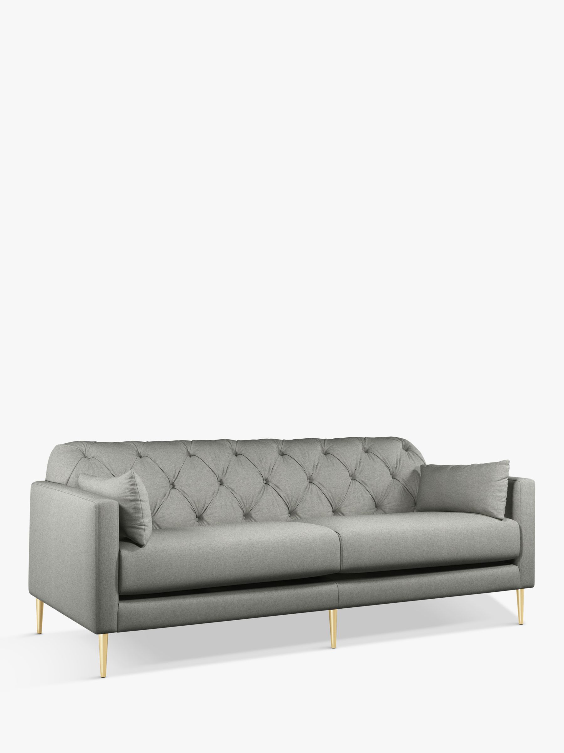 Mendel Range, Swoon Mendel Large 3 Seater Sofa, Gold Leg, Grey Cotton