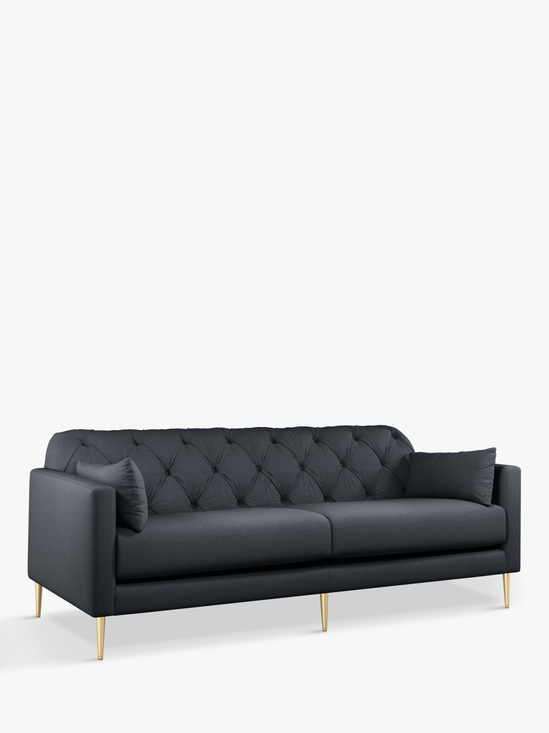 Mendel Range, Swoon Mendel Large 3 Seater Sofa, Gold Leg, Charcoal Cotton