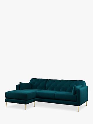 Swoon Mendel Large 3 Seater LHF Chaise End Sofa, Gold Leg