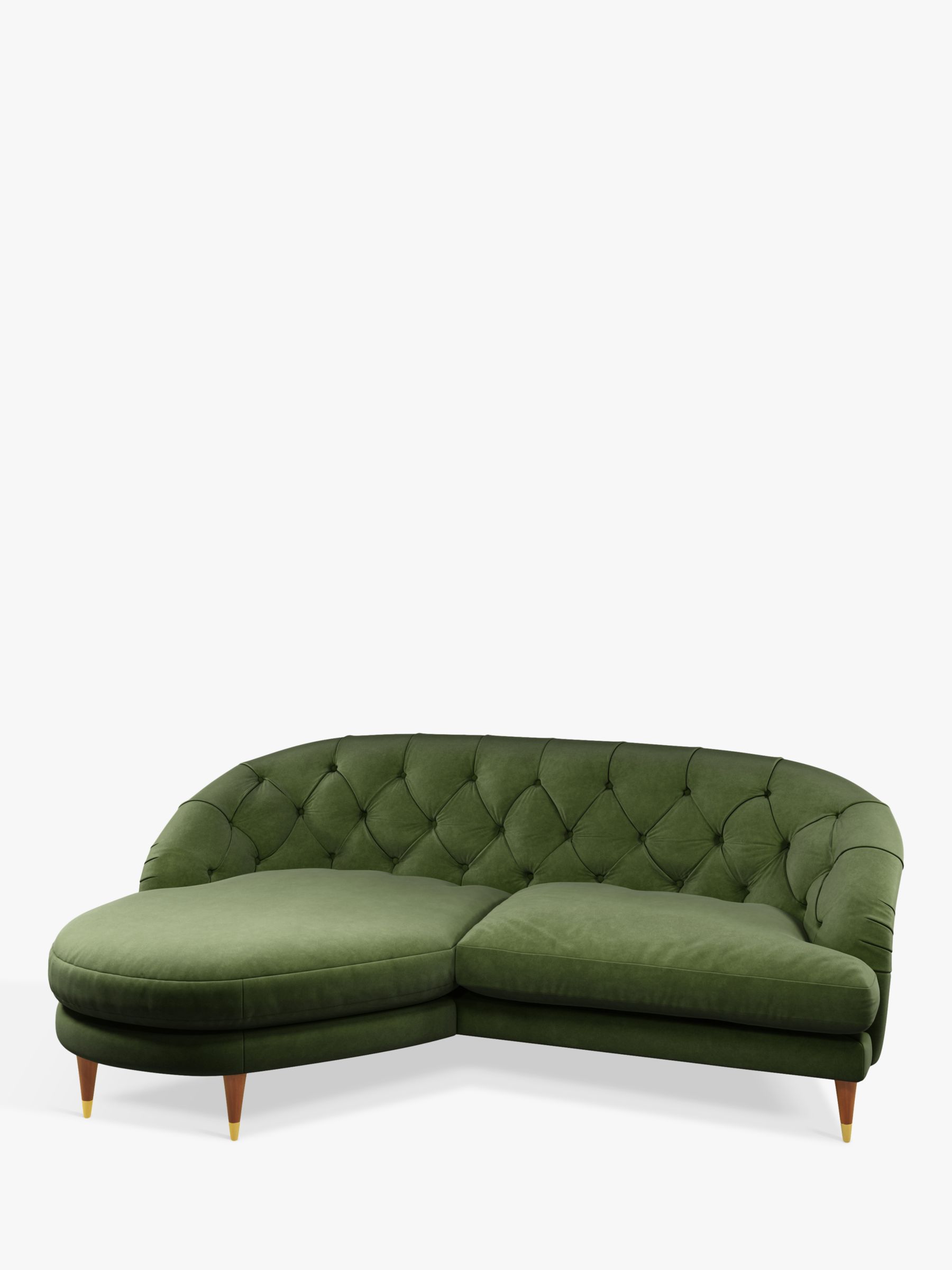 John Lewis + Swoon Radley LHF Chaise End Sofa, Fern Green Velvet