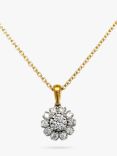 E.W Adams 18ct White & Yellow Gold Diamond Cluster Pendant Necklace