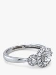 E.W Adams 18ct White Gold Diamond Cluster Trilogy Ring, N