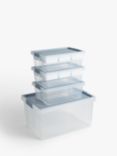 TATAY Hinge Lid Storage Boxes and Organisers, Light Blue, Set of 6