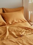 Bedfolk Relaxed Cotton Quilted Square Pillowcase, Pair, Ochre