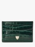 Aspinal of London Croc Leather Slim Credit Card Case, Evergreen