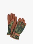 Burgon & Ball Love The Glove Leather Trim Oak Leaf Print Gardening Gloves, Moss