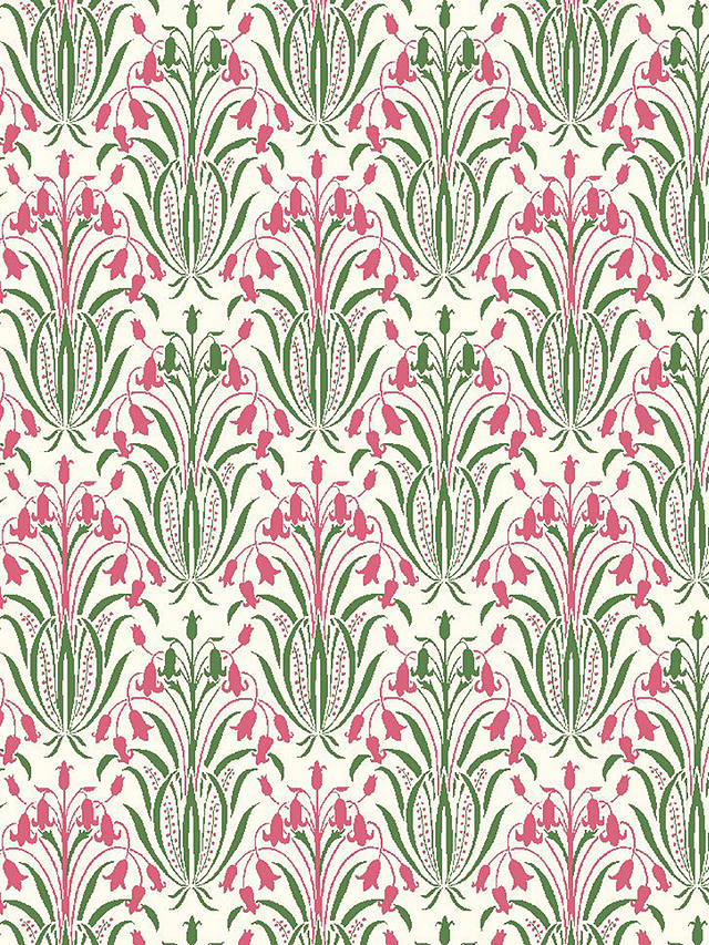 John Lewis Violet Cotton Lawn Heritage Fabric, Green/Pink