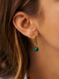 Estella Bartlett Drop Rectangle Hoop Earrings, Gold/Malachite