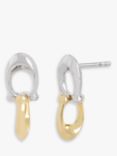 Coach Two Tone Interlocking Signature C Drop Earrings, Silver/Gold