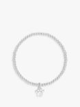 Simply Silver Paw Charm Beaded Stretch Bracelet, Silver