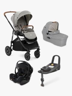 Joie Baby Versatrax Pushchair, Ramble XL Carrycot, iJemini Car Seat and i-Base Advance Bundle, Pebble