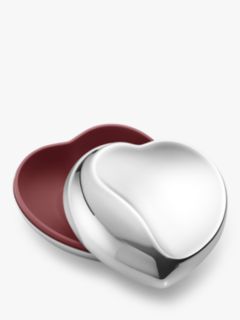 Georg Jensen Heart Stainless Steel Trinket Dish, Large, Silver/Red