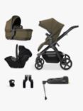 Silver Cross Travel Pack Wave Pushchair, Carrycot, Dream Car Seat with Base & Accessories Bundle, Cedar