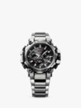 Casio MTG-B3000D-1AER G-Shock MT-G Chronograph Solar Resin Strap Watch, Silver/Black