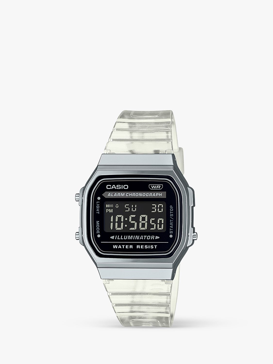 Casio Unisex Retro Digital Resin Strap Watch, Clear/Black A168XES ...