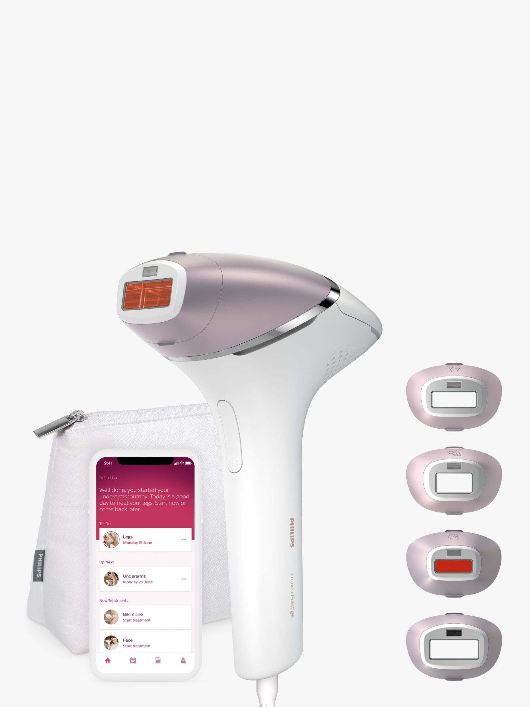 Philips Lumea BRI947/00 IPL 8000 Series Corded IPL Hair Remover with 4  attachments for Body, Face, Bikini & Underarms, White