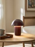 John Lewis Mushroom Rechargeable Dimmable Table Lamp, Damson