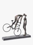 Libra Interiors Kissing Couple on a Bike Sculpture, Metallic Bronze