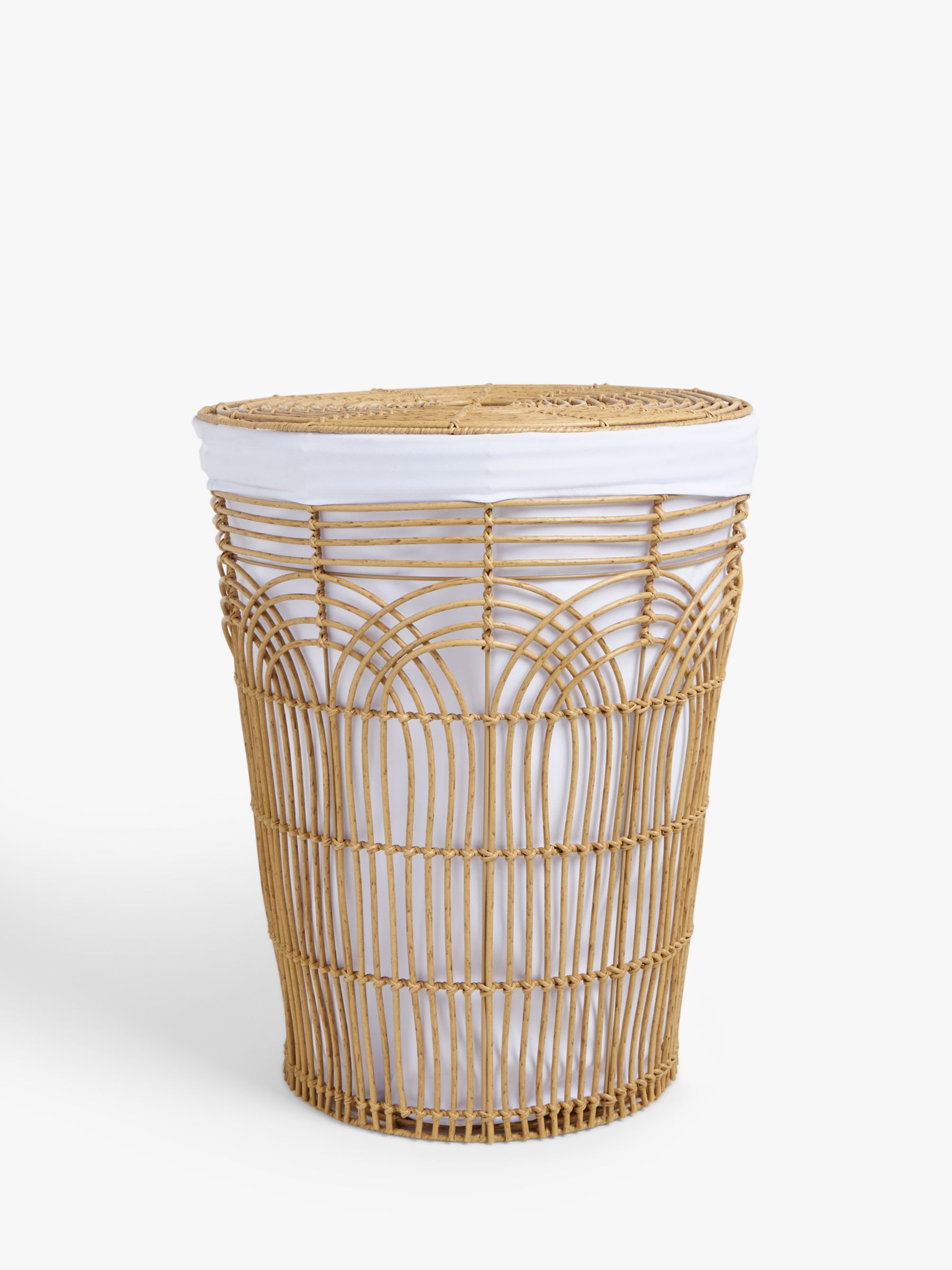 John Lewis ANYDAY Rattan Open Weave Laundry Basket, Natural/Greige