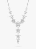 Jon Richard Rhodium Plated Cubic Zirconia Floral Y Necklace, Silver