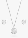 Simply Silver Cubic Zirconia Knot Pendant Necklace and Earrings Set, Silver