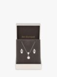 Jon Richard Rhodium Plated And Pearl Necklace and Earrings Set, Silver