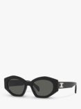 Celine CL40238U Women's Oval Sunglasses, Shiny Black/Grey