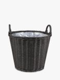 Ivyline Woven Rattan Outdoor Basket Planter, Willow