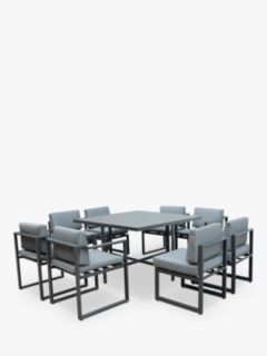 Menos by KETTLER Versa 8-Seat Garden Dining Table & Chairs Set, Gre