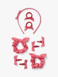 Small Stuff Kid's Gingham Hair Accessory Set, Red/Multi