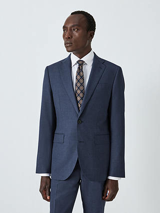 John Lewis Notch Wool Hopsack Tailored Suit Jacket, Mid Blue
