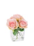 Floralsilk Artificial Rose in Cube Vase