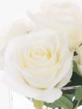 Floralsilk Artificial Rose in Cube Vase, White