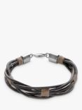 Nina B Men's Sterling Silver & Leather Bracelet, Silver/Multi