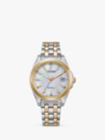 Citizen EO1224-54D Women's Two-Tone Eco-Drive Date Bracelet Strap Watch, Silver/Gold
