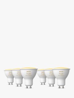 Philips Hue White Ambiance Wireless Lighting LED Light Bulb with Bluetooth, 4.3W GU10 Bulb, Pack of 6