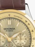 Sekonda 30110 Men's Chronograph Leather Strap Watch, Brown