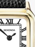 Sekonda 40557 Women's Square Roman Numeral Leather Strap Watch, Black